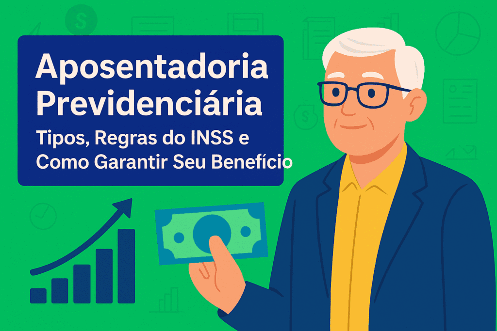 Aposentadoria previdenciária;
INSS;
Aposentadoria por idade;
Aposentadoria especial;
Aposentadoria por invalidez;
Aposentadoria da pessoa com deficiência;
Tempo de contribuição; e
Benefícios previdenciários.