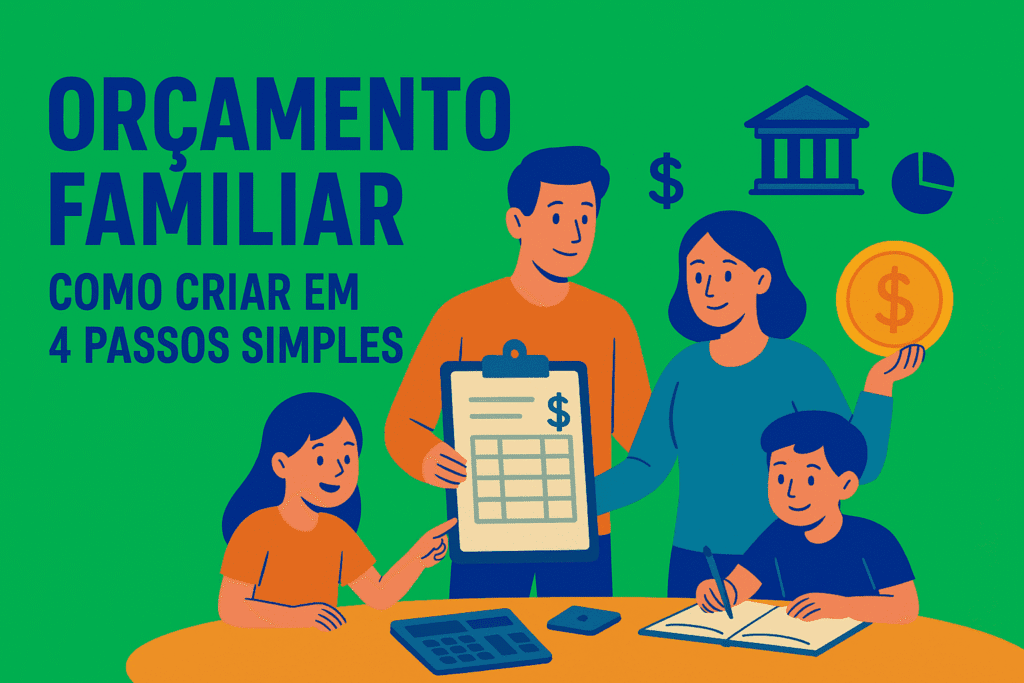Como montar um orçamento familiar passo a passo;
Planilha de orçamento familiar;
Como controlar gastos mensais;
Dicas para economizar dinheiro na família;
Como organizar receitas e despesas;
Planejamento financeiro para iniciantes;
Orçamento doméstico simples;
Como reduzir despesas do dia a dia;
Reserva de emergência; e
Finanças para famílias.